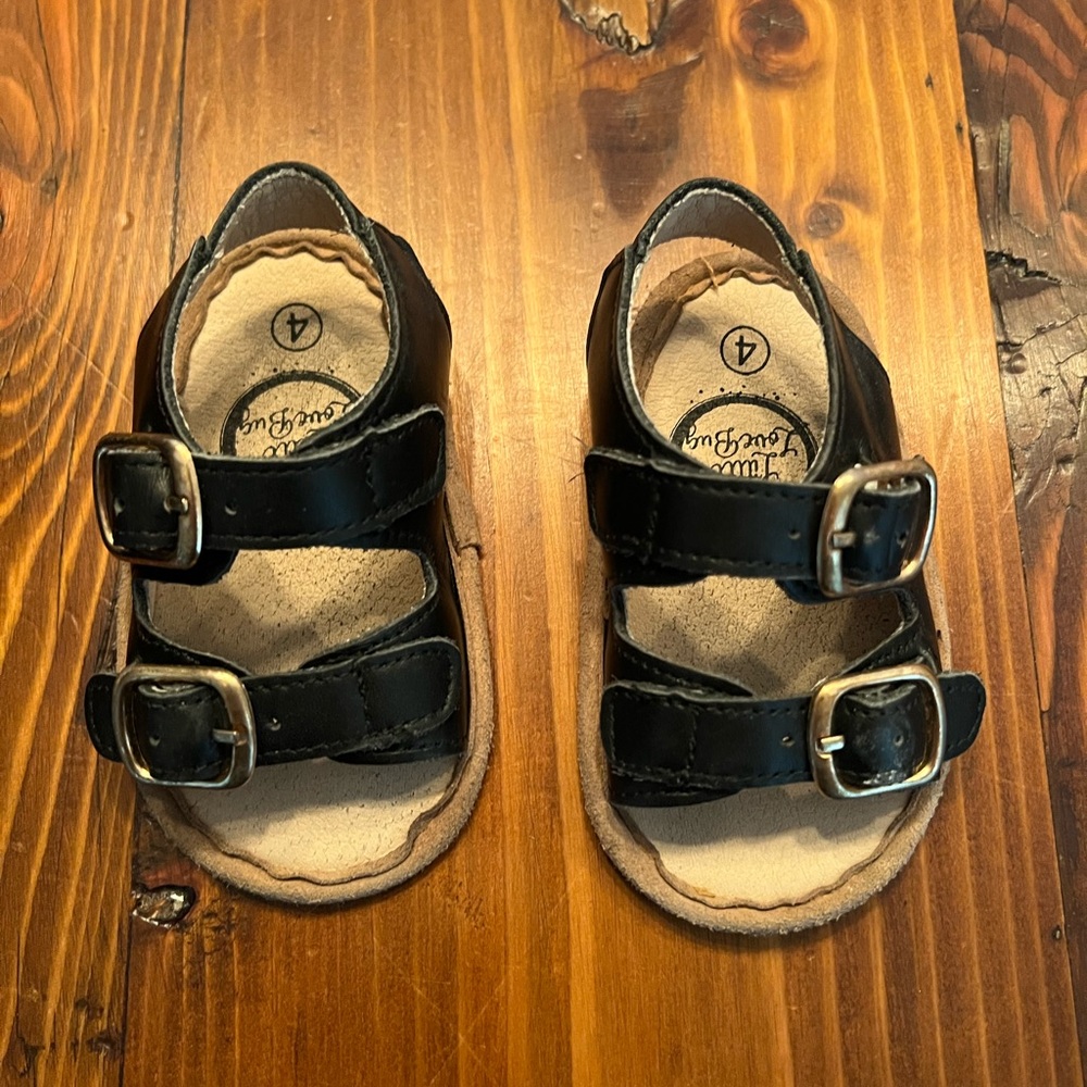 Little Love Bug Black Charley Sandal, size 4